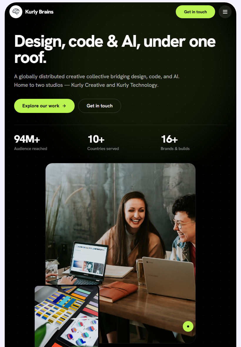 Live preview of the Kurly Brains homepage